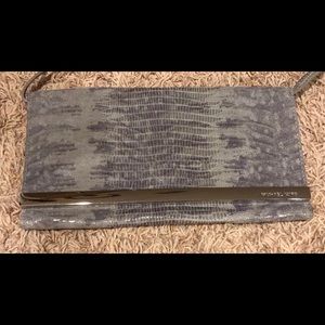 Michael Kors Tilda Leather Lizard Clutch in grey